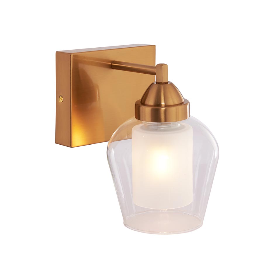 Aplique de pared E27 Garry gold doble vidrio