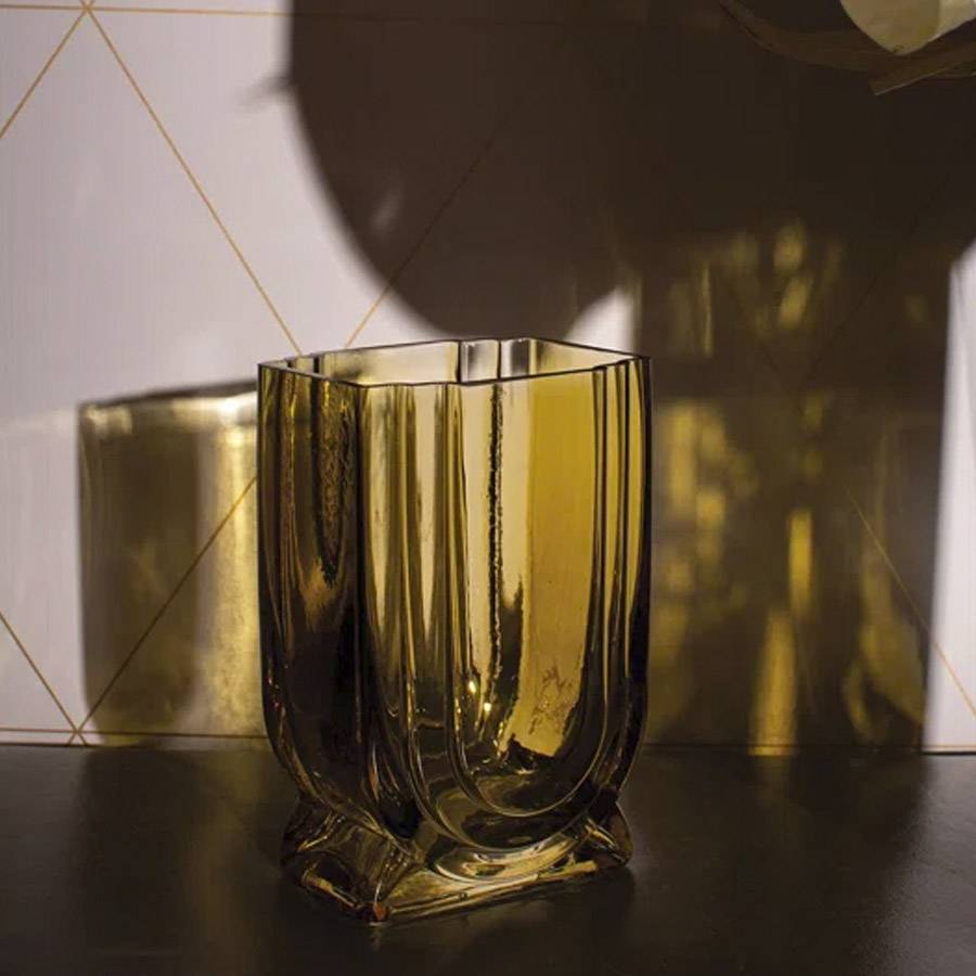 Florero Roma de vidrio café verdoso