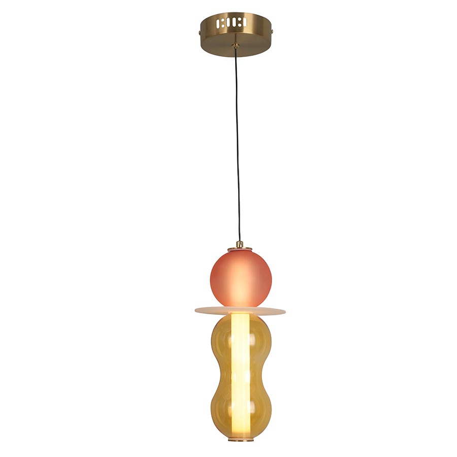 Lámpara led colgante de vidrio multicolor con luz cálida