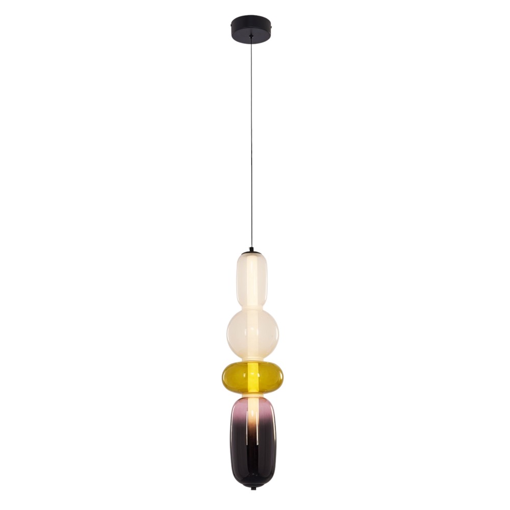 Lámpara colgante led Betania de vidrio blanco