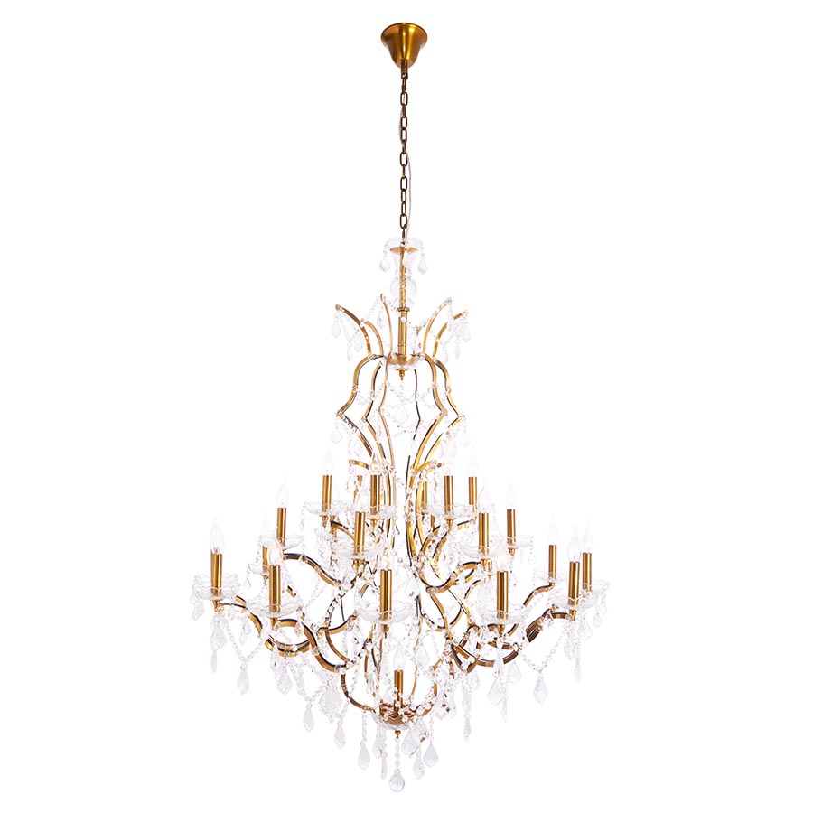 LÁMPARA COLGANTE CHANDELIER VICTORIA DE CRISTAL Y METAL/BRASS 25L E14 105X136-100 CM