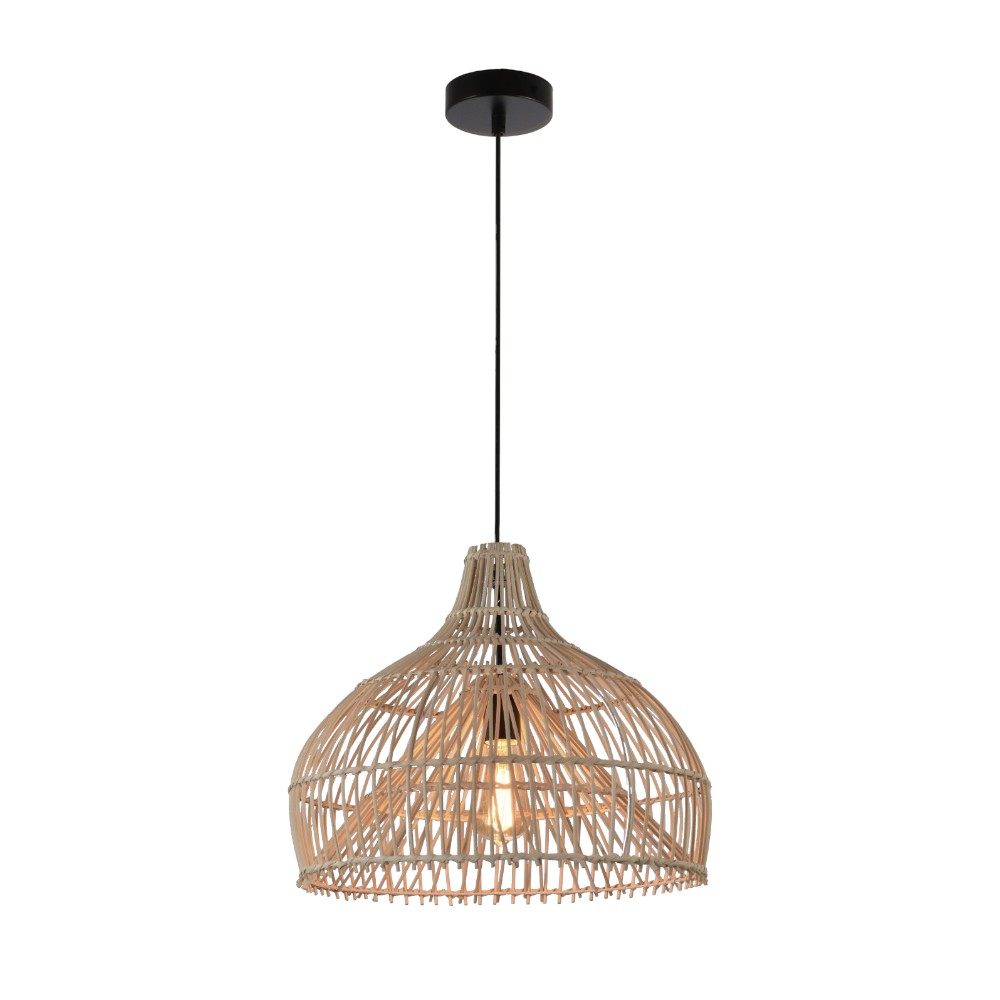 Lámpara colgante E27 Darla de ratán natural