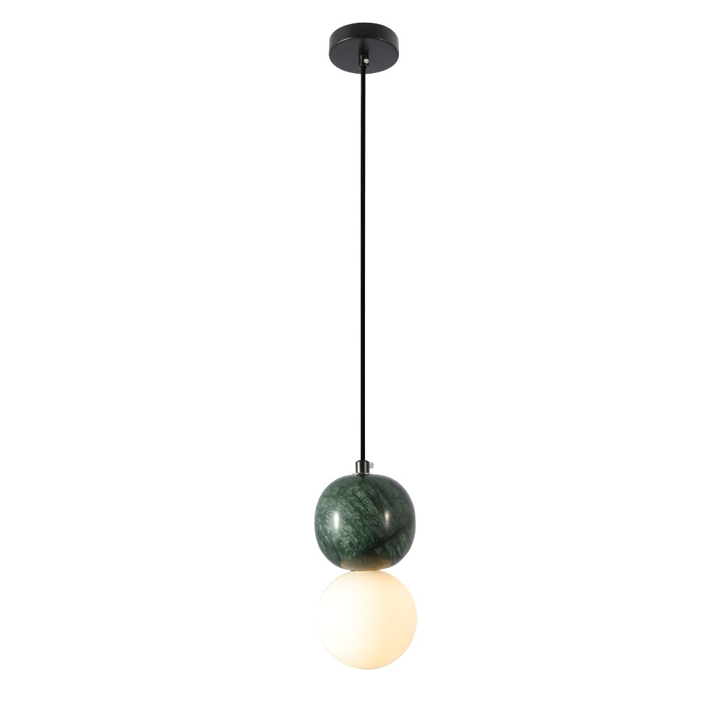 Lámpara colgante G9 Ashton mármol verde vidrio blanco