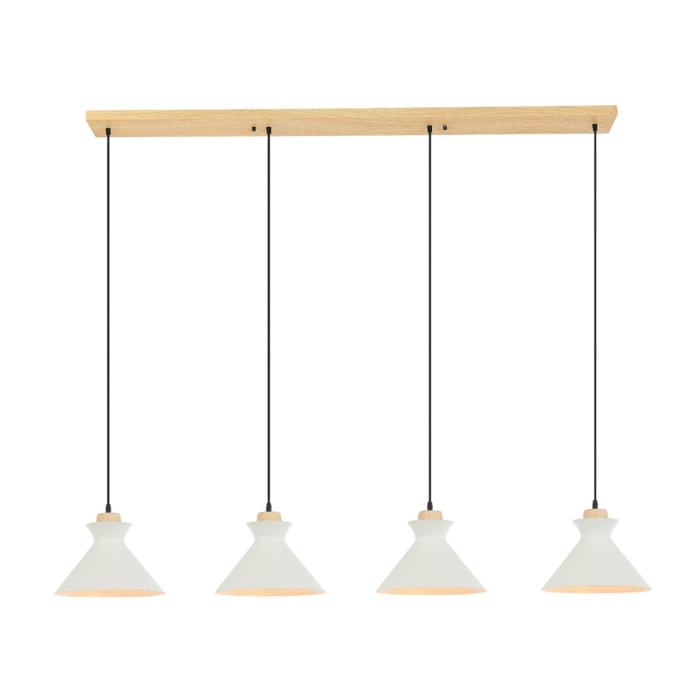 Lámpara colgante 4xE27 Regal blanco/madera