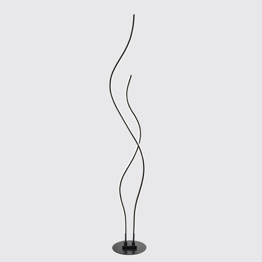 Lámpara LED de pedestal Curve negra luz cálida 42W 145cm