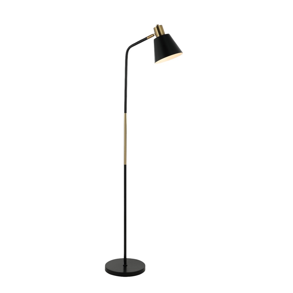 Lámpara de pedestal E27 Courtney negro/dorado 146cm