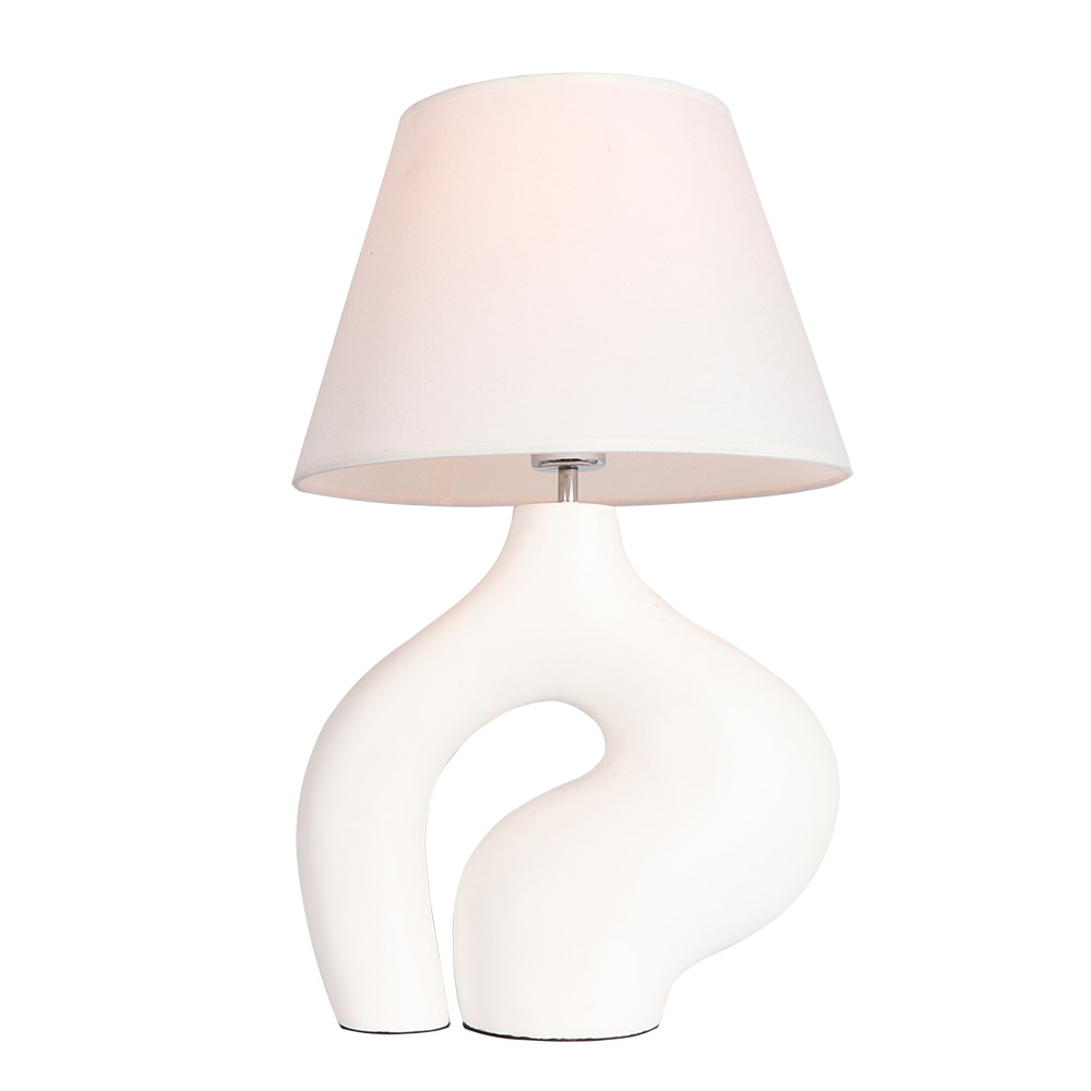 Lámpara de mesa E27 Muse de base blanca pantalla tela 54cm