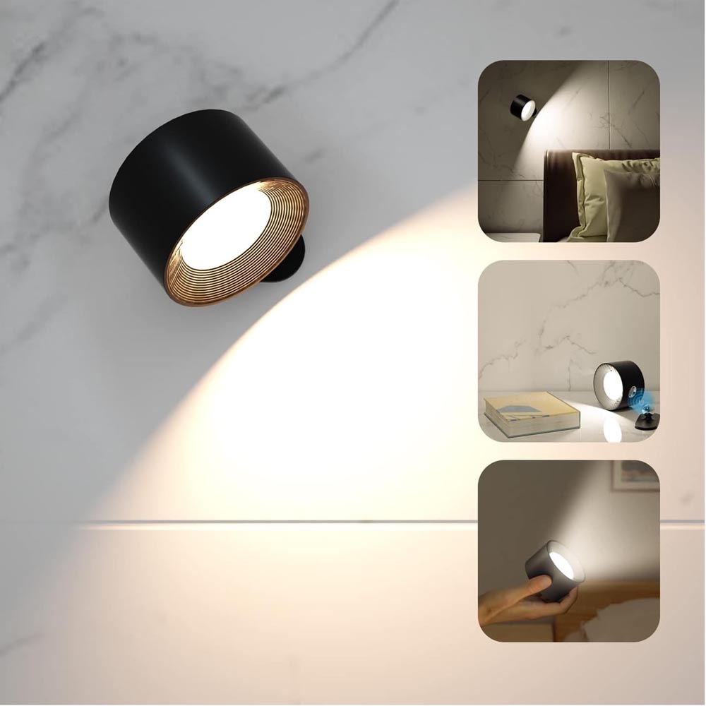 Lámpara recargable magnetica negra c/led 3CCT dimerizable