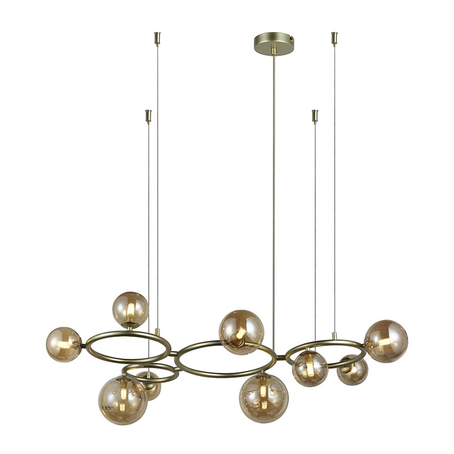 Lámpara colgante 9xG9 Jazmin brass vidrio ambar