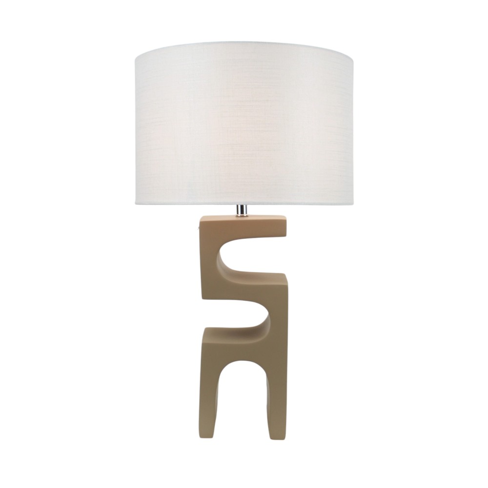 Lámpara de mesa E27 Sienna base resina café pantalla tela