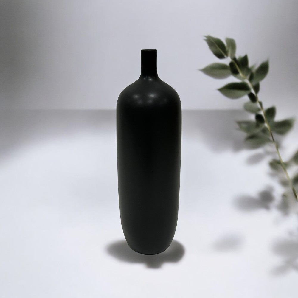 Florero minimalist de ceramica negra 45cm