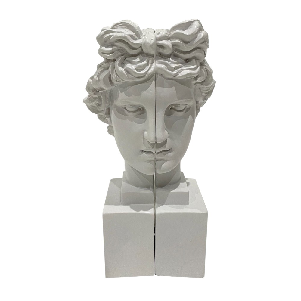 Sujetalibros Busto Griego de resina blanco 10cm