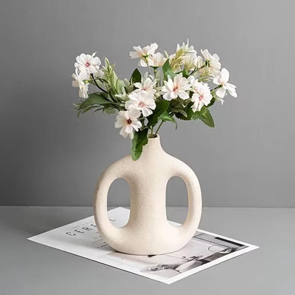 Florero Danna de cerámica beige 15x17cm