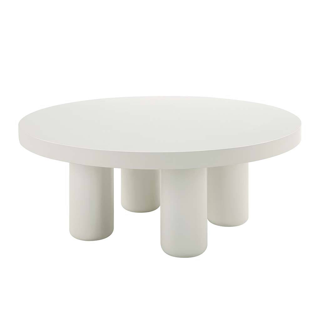 Mesa de centro redonda minimalista Brune blanco