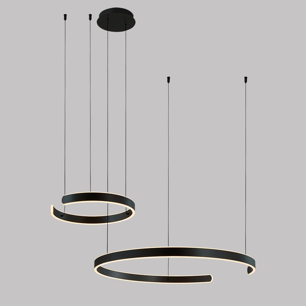 Lámpara LED colgante Liam negro/acrílico luz cálida 92W