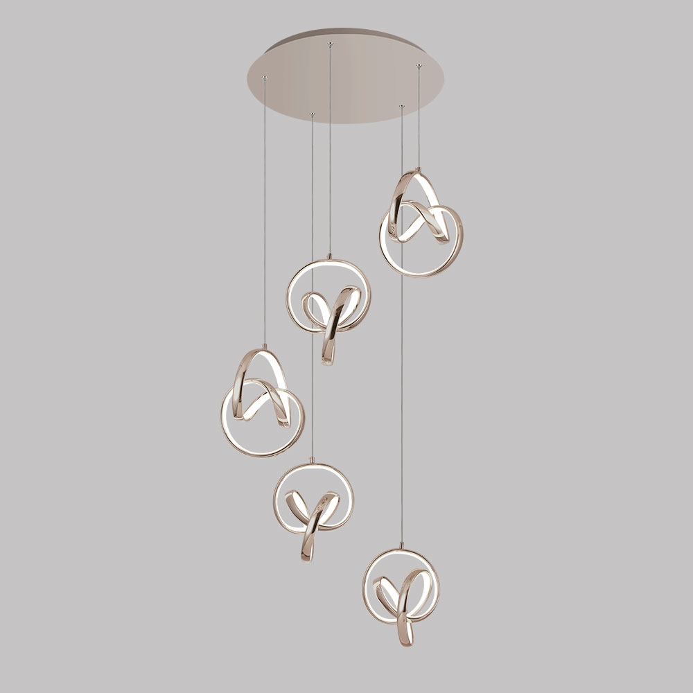 Lampara LED colgante Aide champagne con luz cálida 80W