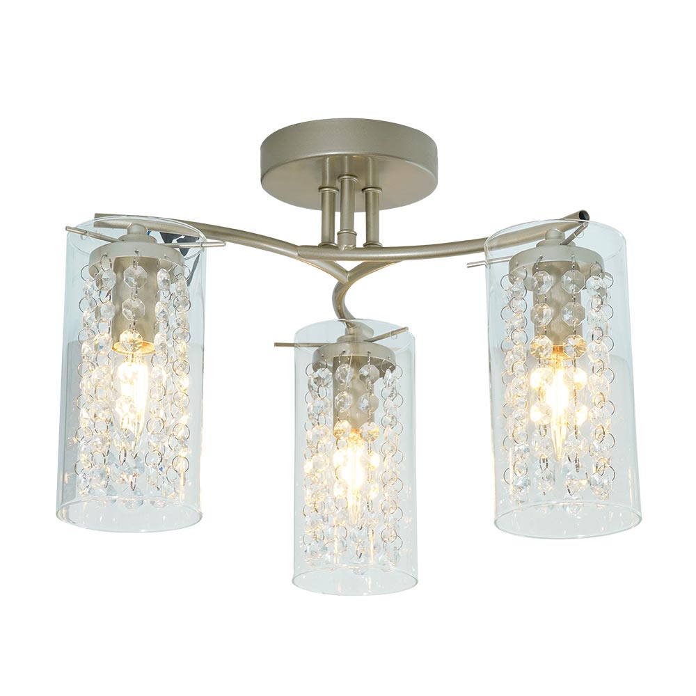 Lámpara de tumbado 3xE14 Ornella champagne con cristales