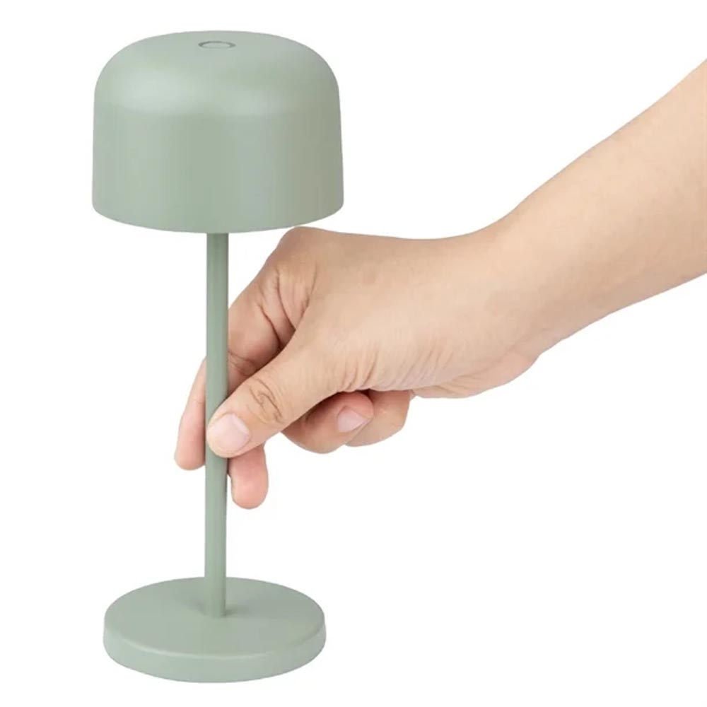 Lámpara LED recargable touch Vico verde con luz cálida IP44