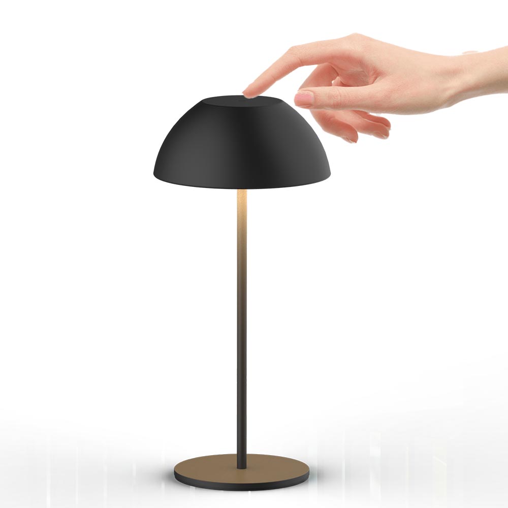 Lámpara recargable led Potti negra luz cálida dimerizable