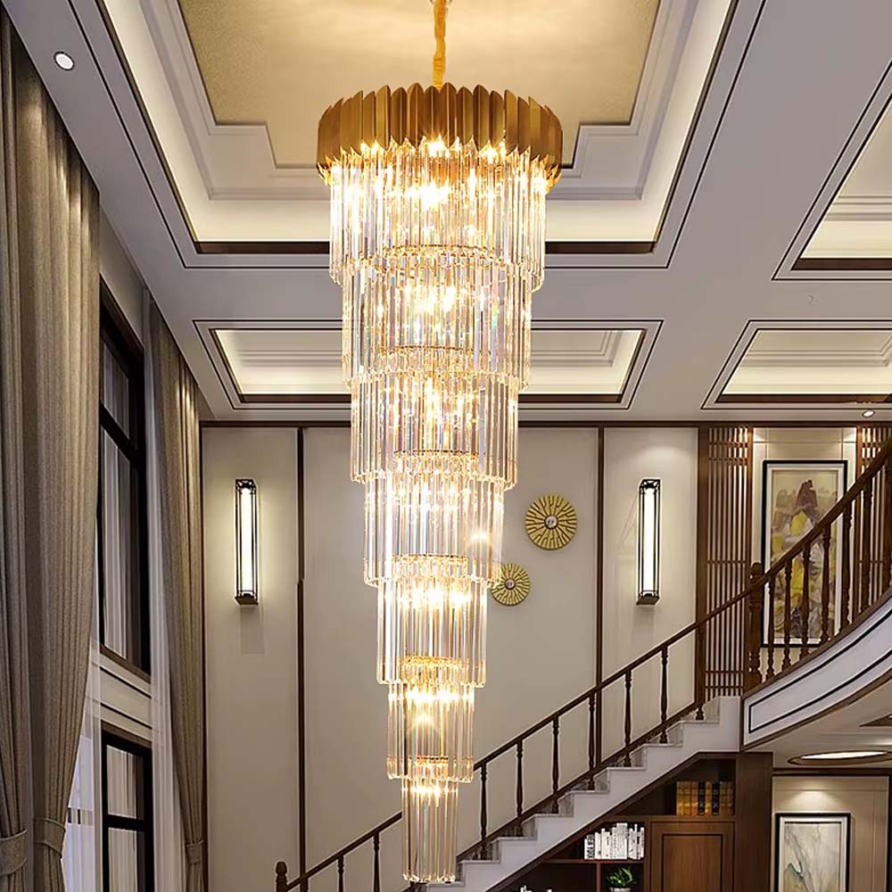 Lámpara doble altura 34xE14 Sapphire gold de cristal K9