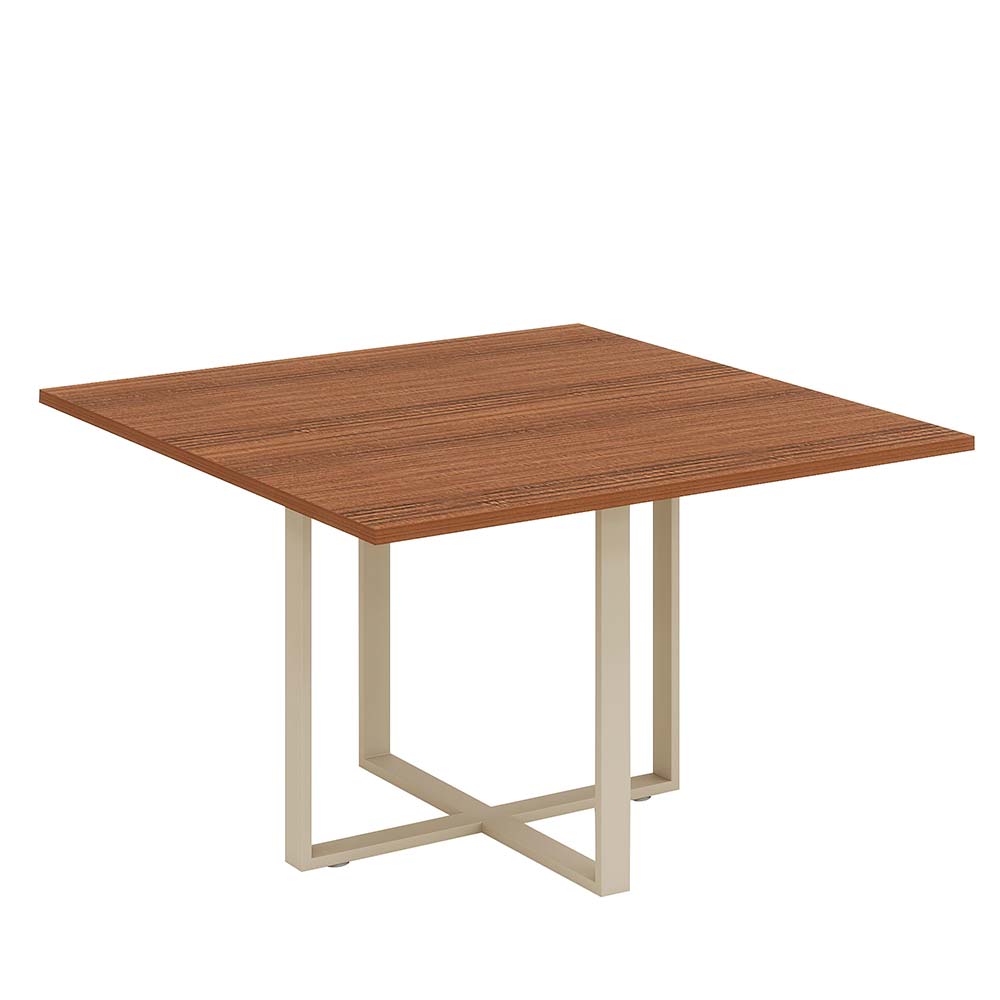 Mesa de oficina Olmo de MDF café nogal patas de metal