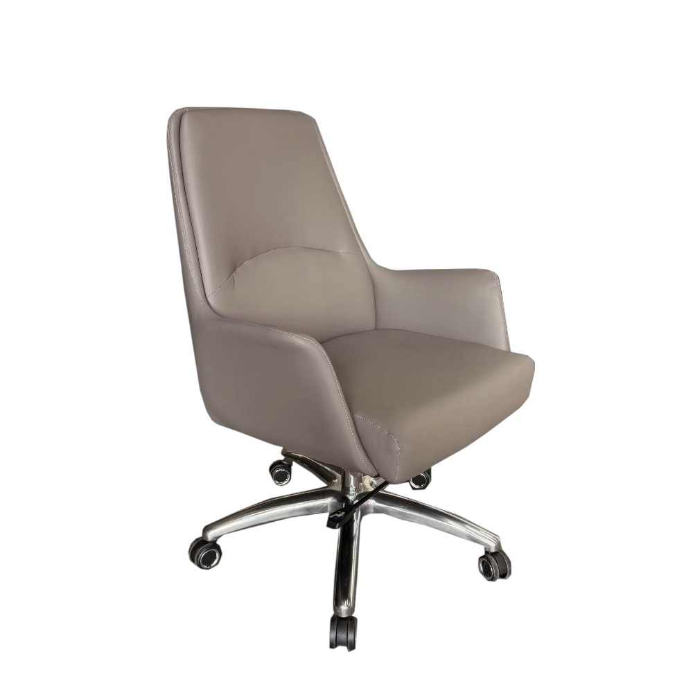 Silla de oficina giratoria Maximiliano tapiz tipo cuero gris