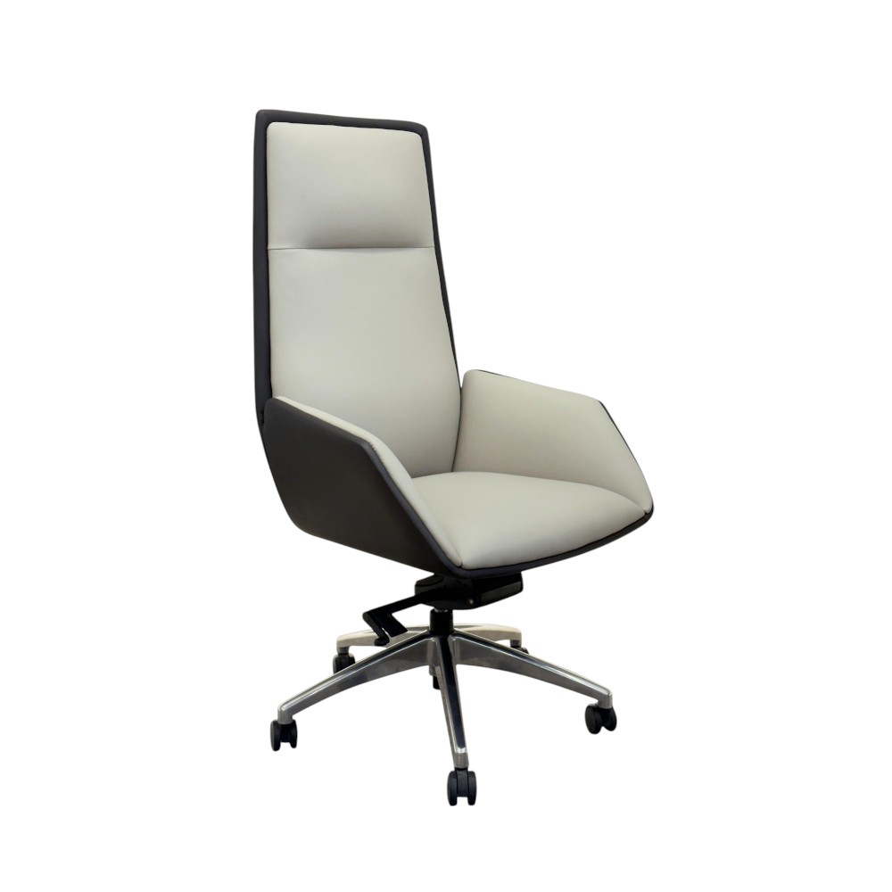 Silla de oficina giratoria Nova tapiz tipo cuero crema/negro