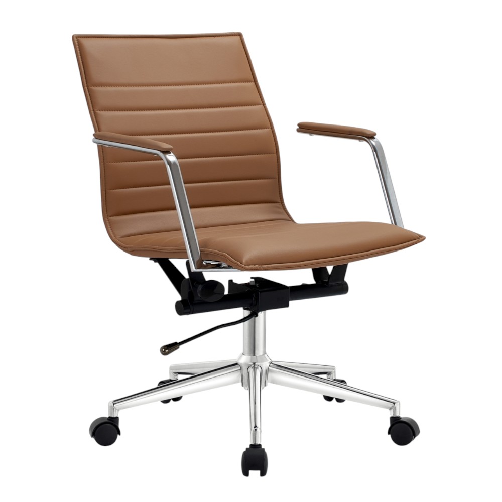 Silla de oficina giratoria Izan de tapiz tipo cuero cafe