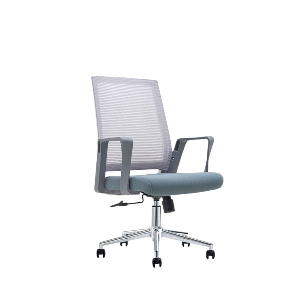 Silla de escritorio Aziz giratoria con ruedas color gris