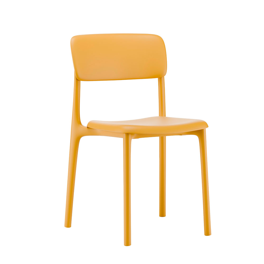 Silla sin brazos Eko de plastico mostaza
