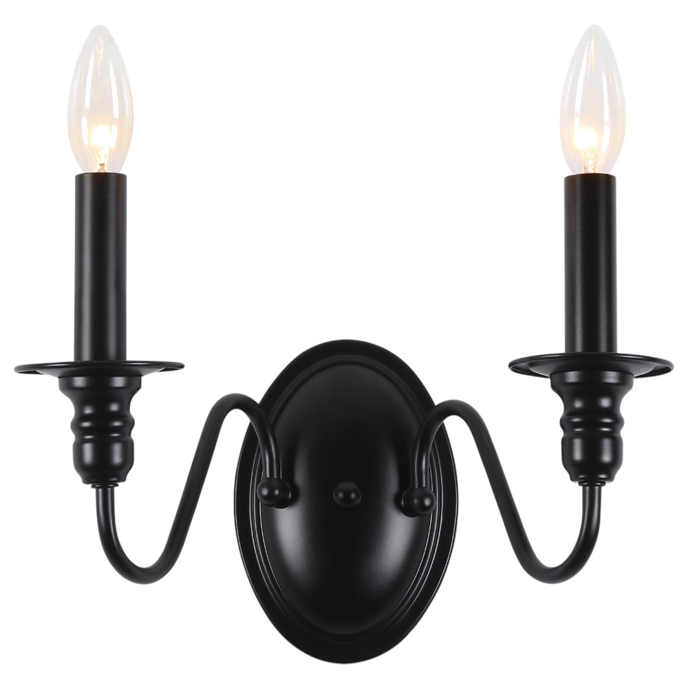 Aplique de pared 2xE14 Josh vintage negro