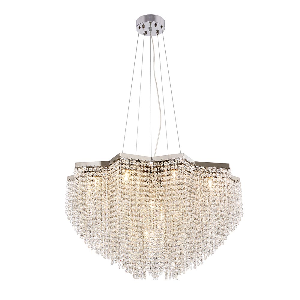 Lámpara colgante Grace cristal cromado 13 luces