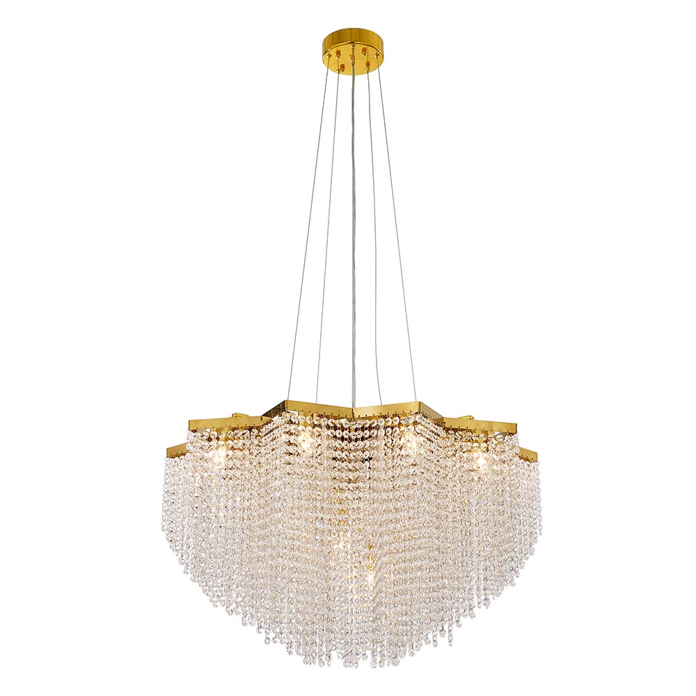 Lámpara colgante Grace cristal dorado 13 luces