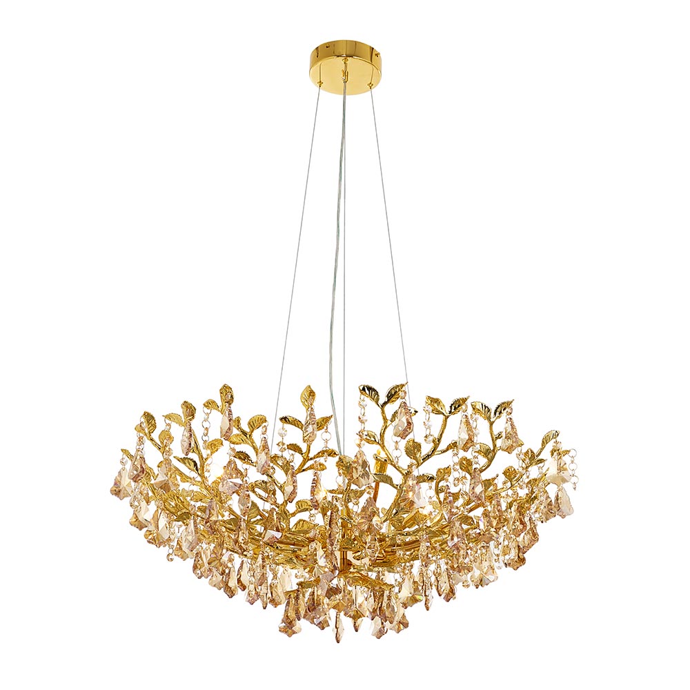 Lámpara colgante Emily cristal G9 ámber 15 luces