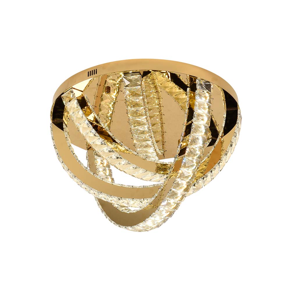 Lámpara LED de tumbado Freya gold c/cristales 3CCT 40W