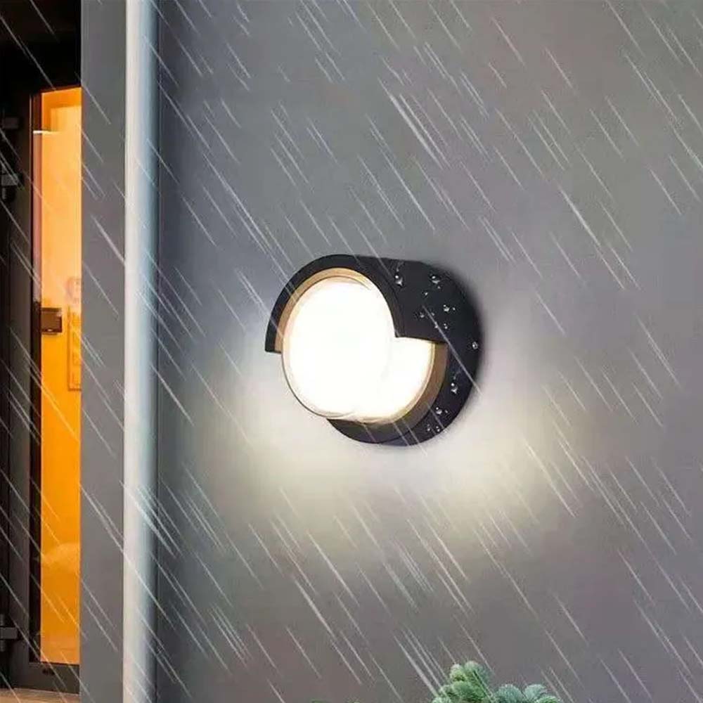 Aplique LED de pared Circular negro difusor opal 3CCT IP65