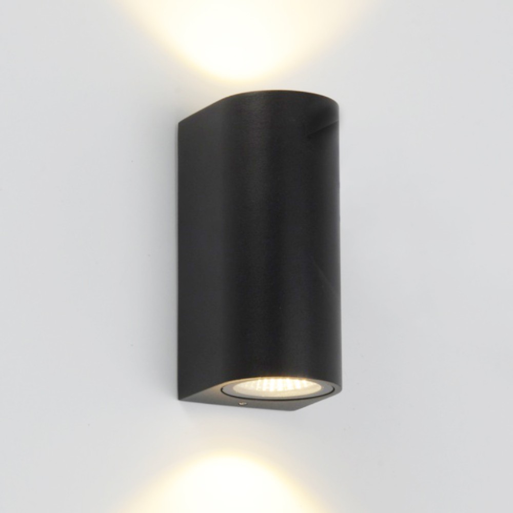 Aplique de pared 2xGU10 up&down Pipe negro IP65