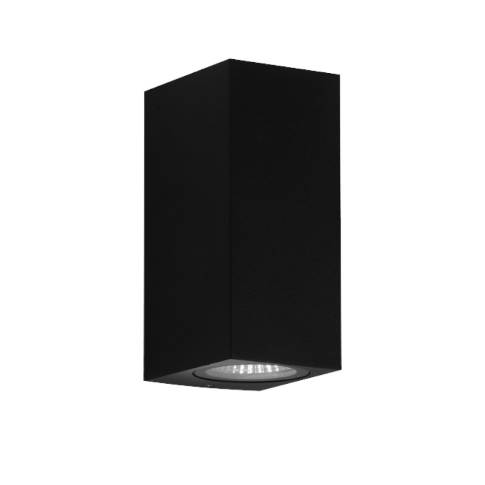 Aplique de pared 2xGU10 up&down cuadrado negro IP65