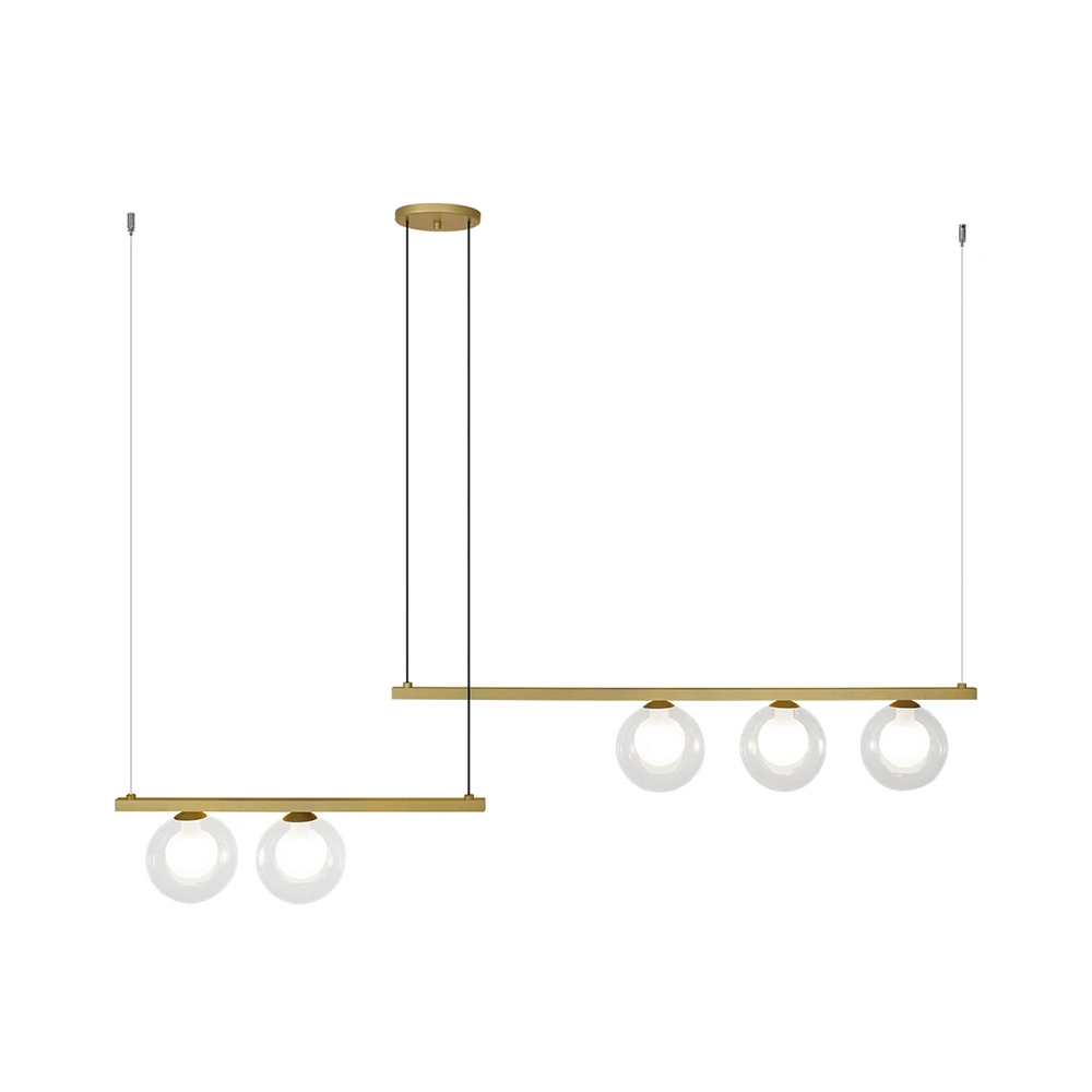 Lámpara colgante lineal 5xG9 Ellen dorada vidrio clear