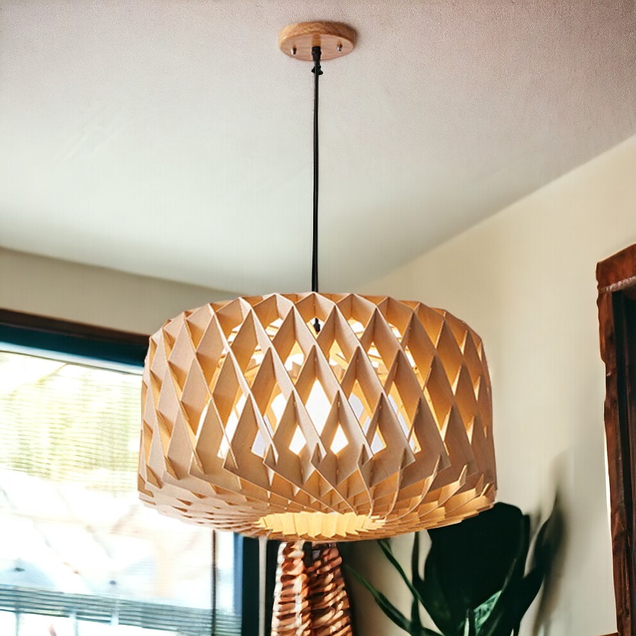 Lámpara colgante E27 Cadia de madera