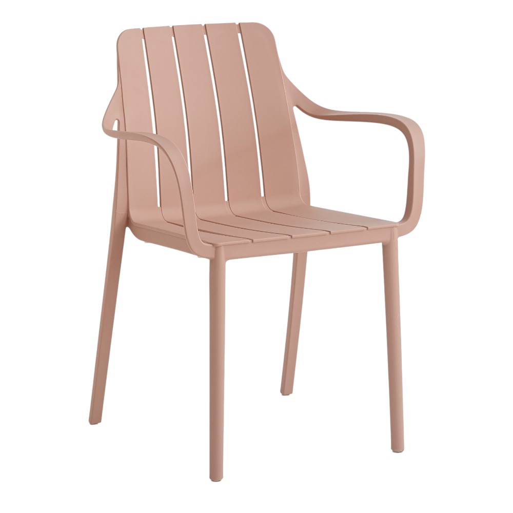 Silla con brazos Avery de PP color rosa salmón
