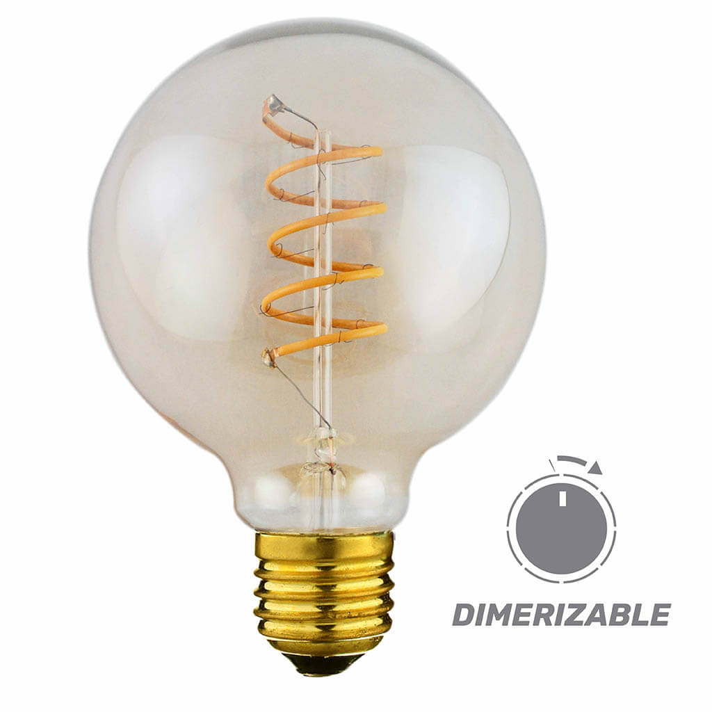 Foco led dimerizable G95 base E27 4W 250LM 2500K ambar