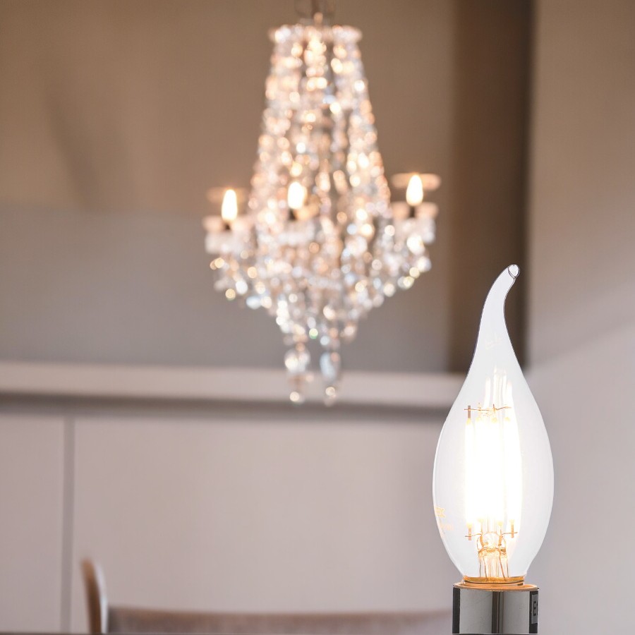 Foco led C35 base E14 4W 400LM 2700K vidrio transparente