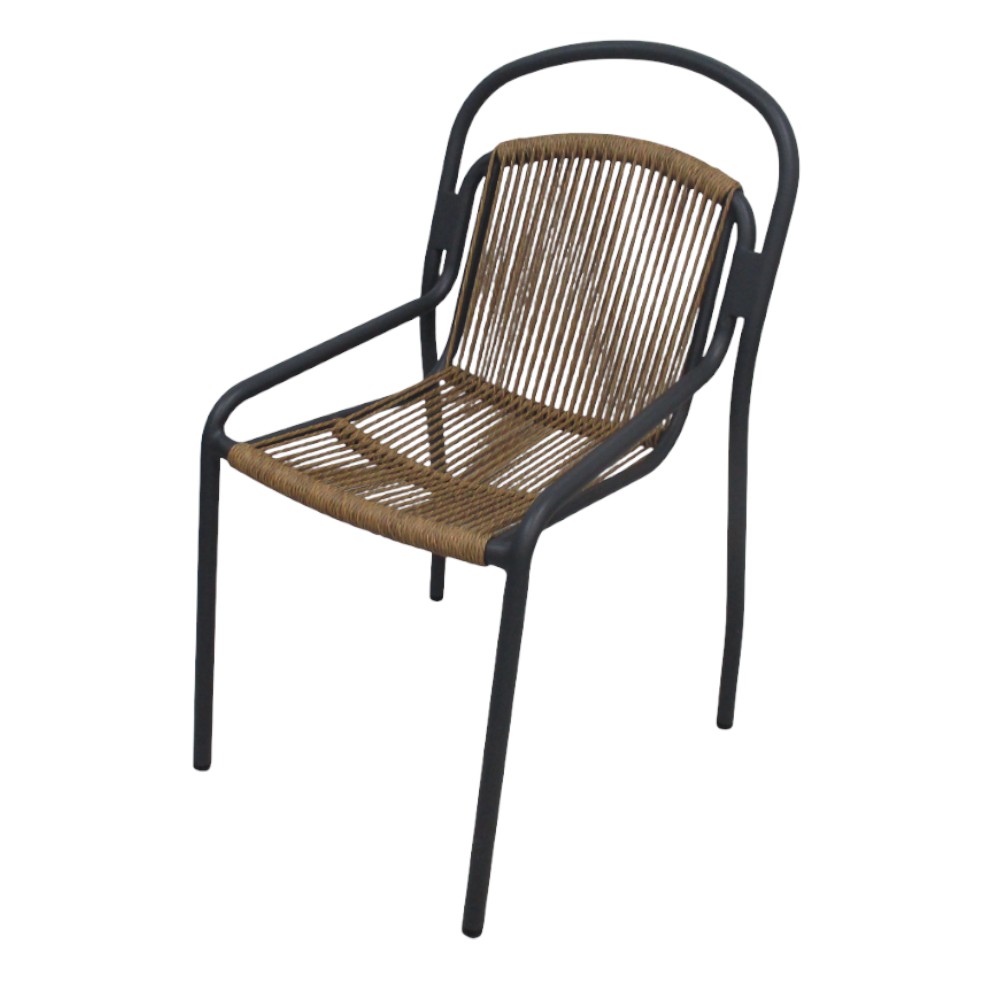 Silla con brazos Bonny aluminio gris tejido de soga natural