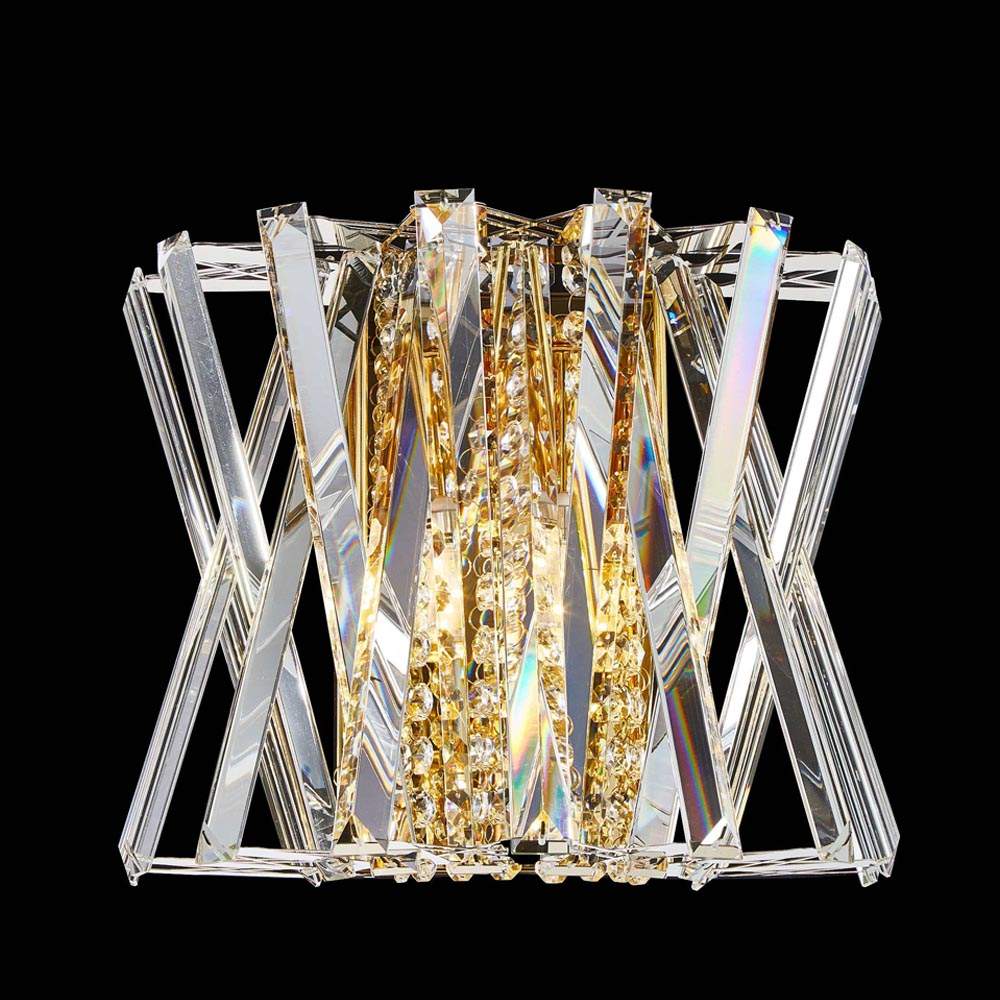 Aplique de pared 2xE14 Zia gold con cristales K9