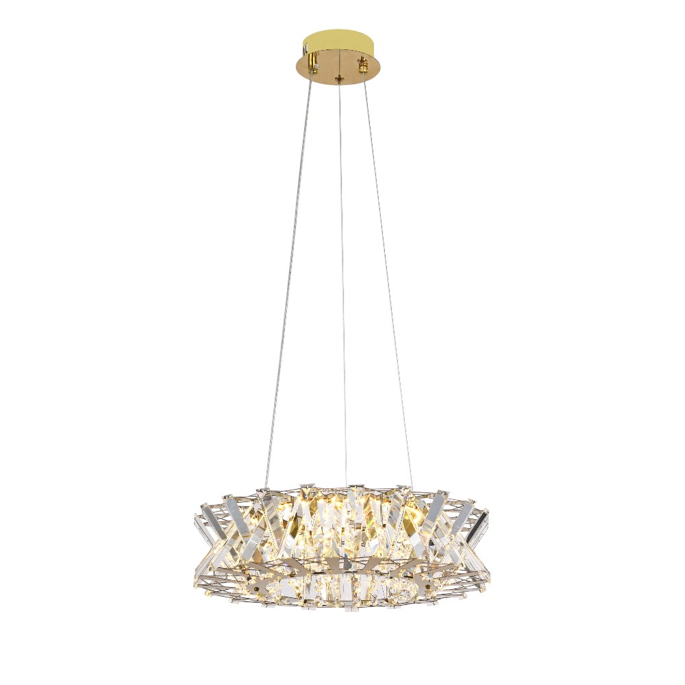 Lámpara LED colgante Diana gold de cristal K9 3CCT 20W