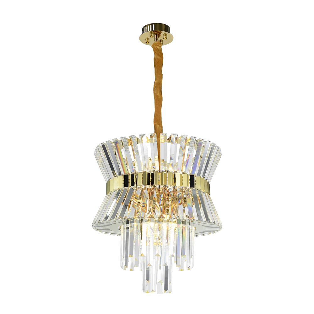 Lámpara colgante 18xE14 West dorado con cristales K9