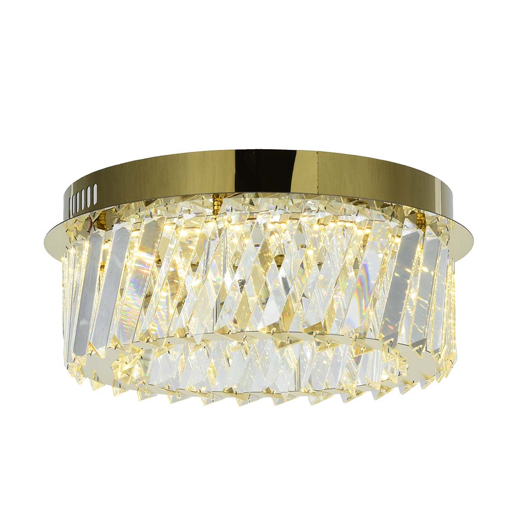 Lámpara LED de tumbado Hannan gold con cristales K9 3CCT 12W