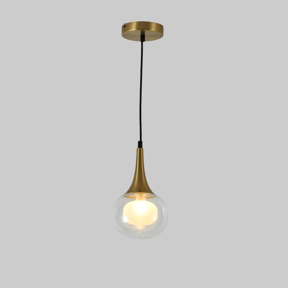 Lámpara colgante G9 Roky metal brass/vidrio clear & white