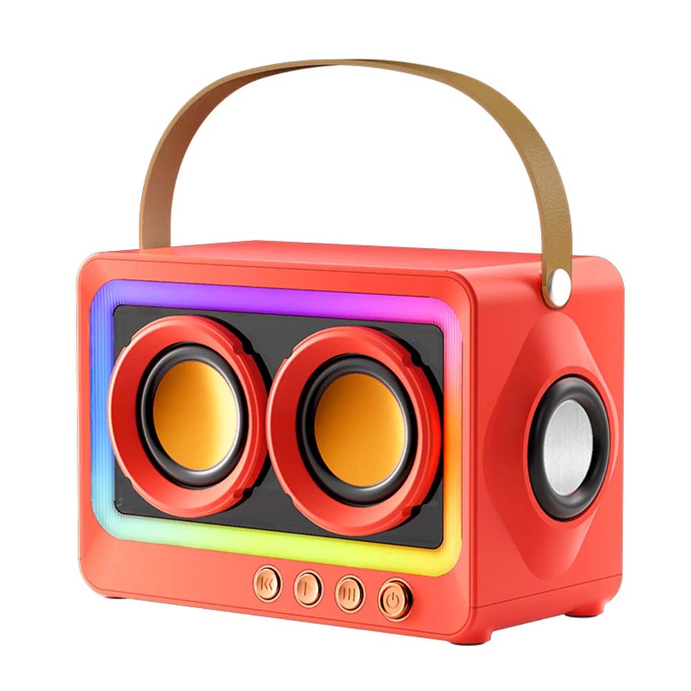 Mini Parlante Bluetooth portátil recargable rojo con luz RGB